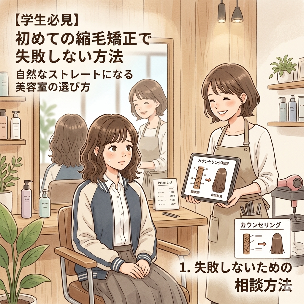 【学生必見】初めての縮毛矯正で失敗しない方法　自然なストレートになる美容室の選び方